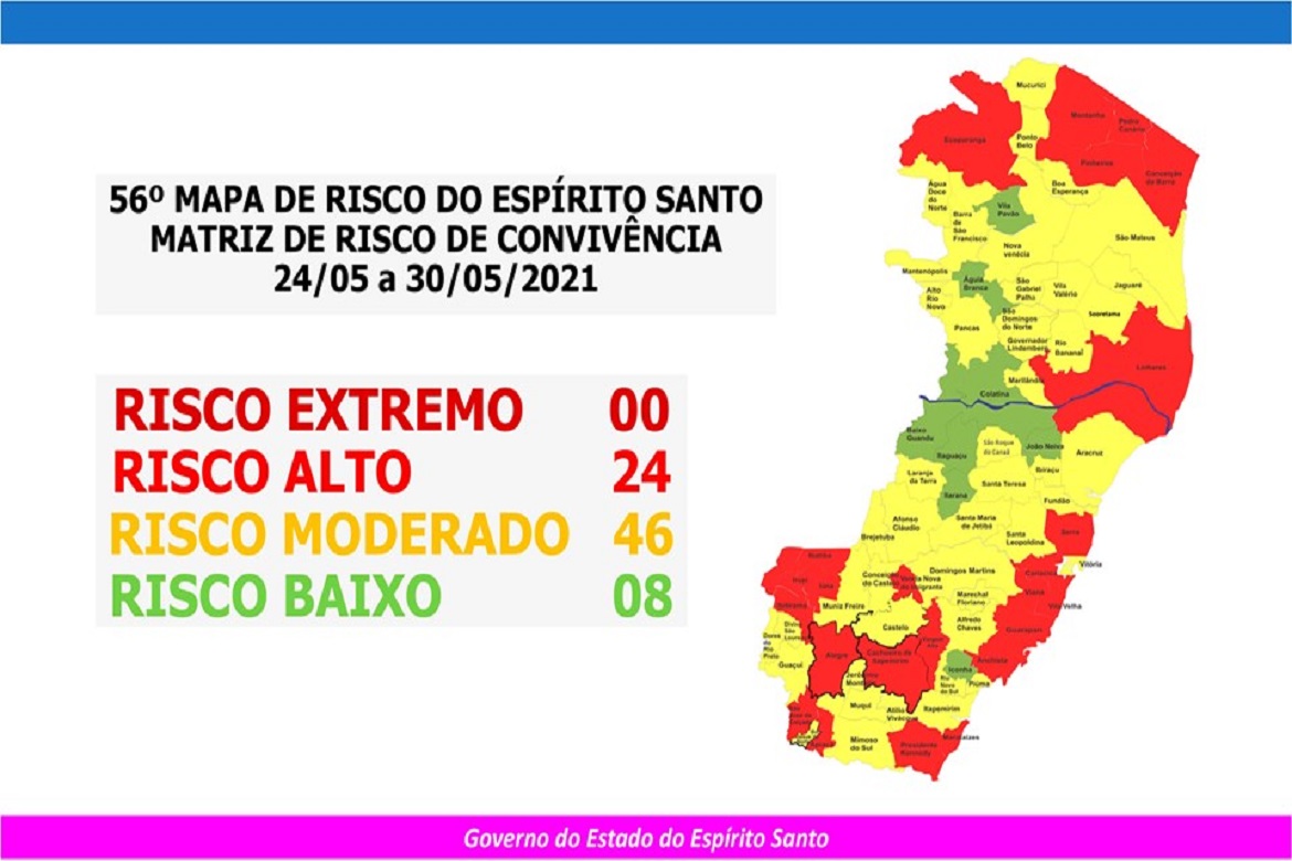  Governo divulga 56º Mapa de Risco Covid-19 do Espírito Santo